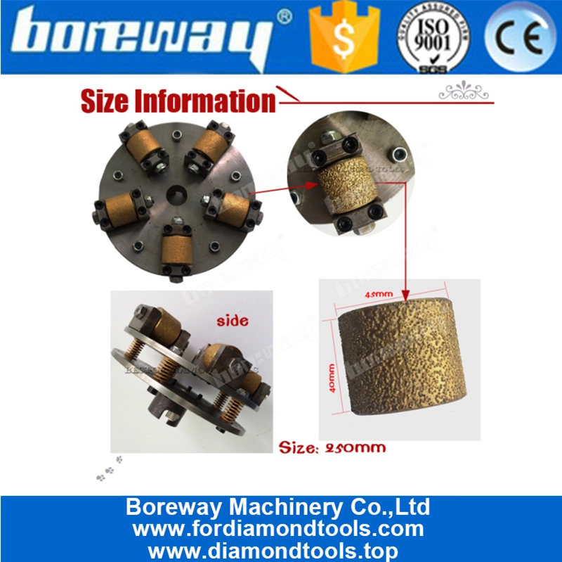 Vacuum Brazed Frankfurt Bush Hammer Roller With Support 