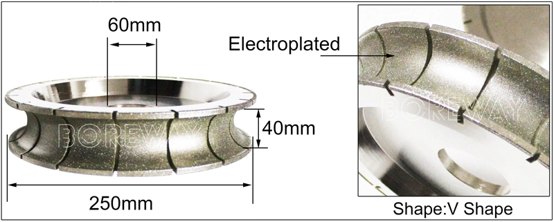China V Shape Diamond Electroplated Profile Grinding Wheel Tools For Edging Machine Manufacturer