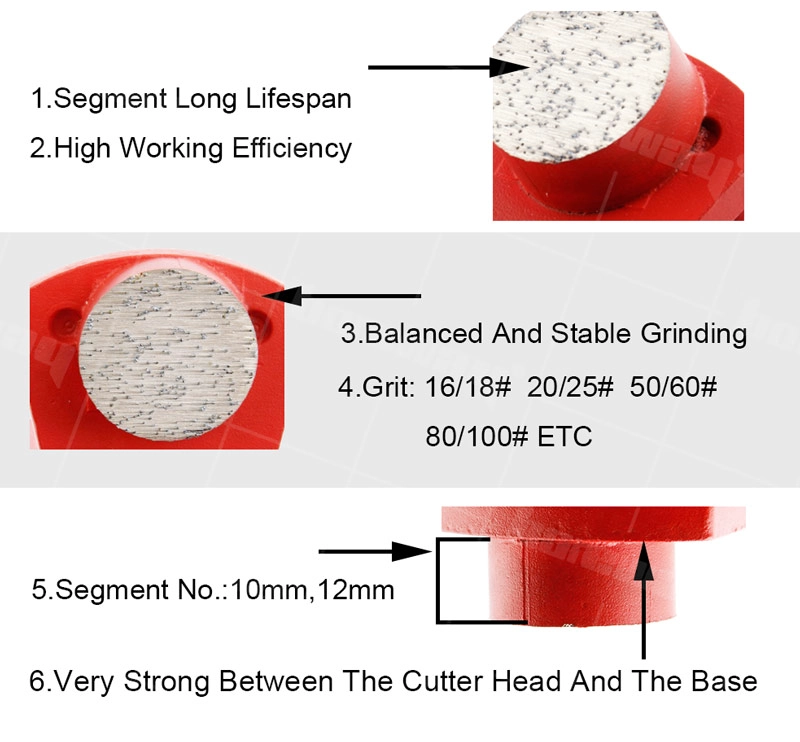 Single Round Segment Two Pins Floor Disc Metal Grinding Block For Werkmaster Floor Grinder