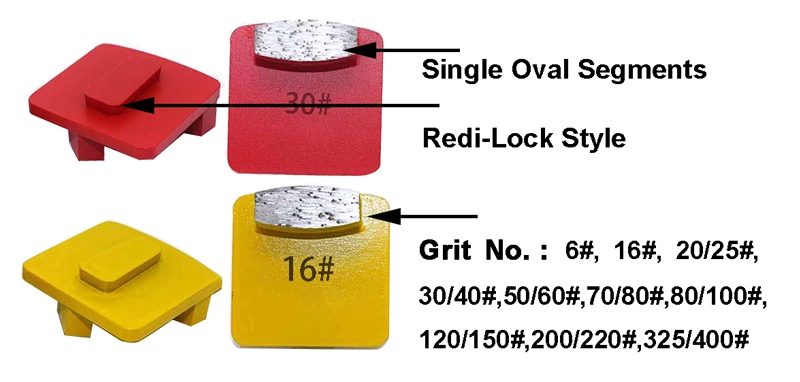 Single Oval Segments Grinding Diamonds Metal Bond Red Block Grinding Shoes Tools For Concrete Suppliers