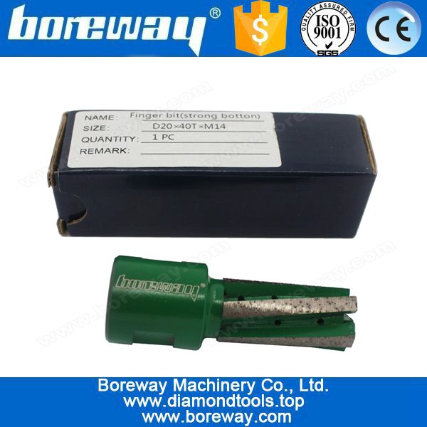 1-5 / 8 इंच एक्स 3/4 इंच गैस वेल्डेड महिला धागा - टेढ़ी खंड हाई स्पीड डायमंड फिंगर बिट