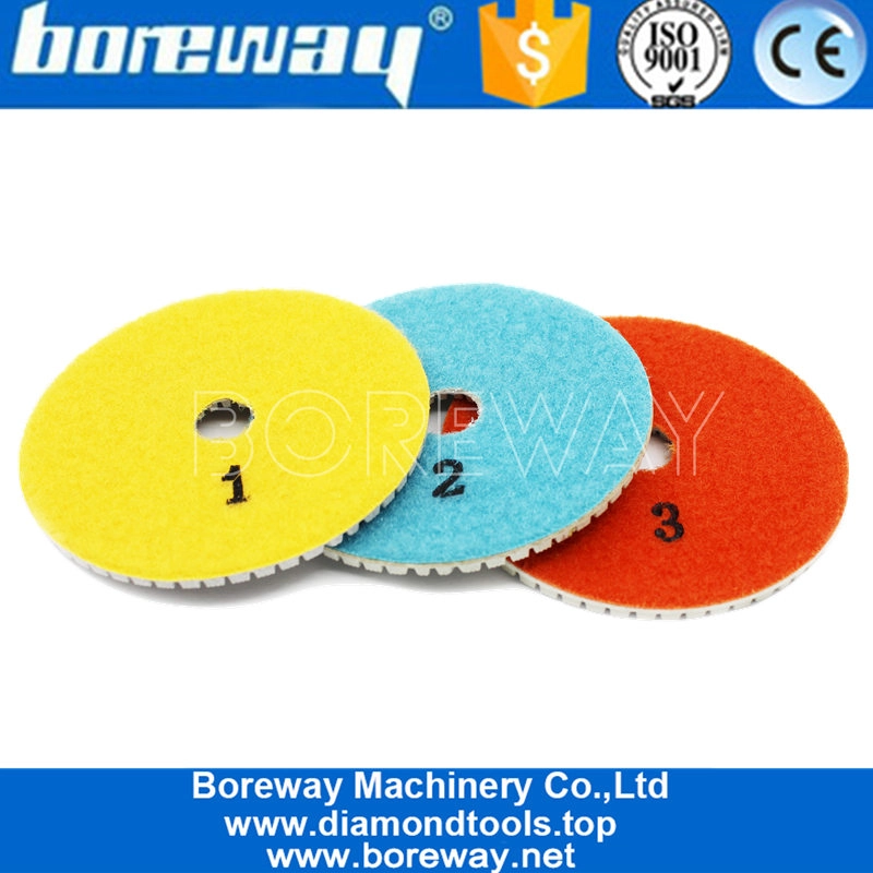 पत्थर आपूर्तिकर्ताओं या निर्माता के लिए 100 मिमी 3 कदम गीले उपयोग पॉलिशिंग पैड डिस्क