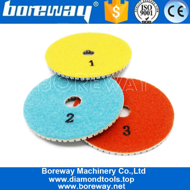 पत्थर आपूर्तिकर्ताओं या निर्माता के लिए 100 मिमी 3 कदम गीले उपयोग पॉलिशिंग पैड डिस्क