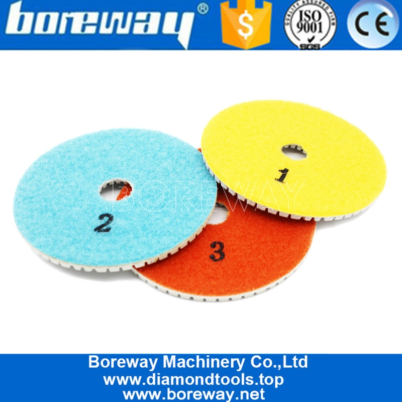 पत्थर आपूर्तिकर्ताओं या निर्माता के लिए 100 मिमी 3 कदम गीले उपयोग पॉलिशिंग पैड डिस्क