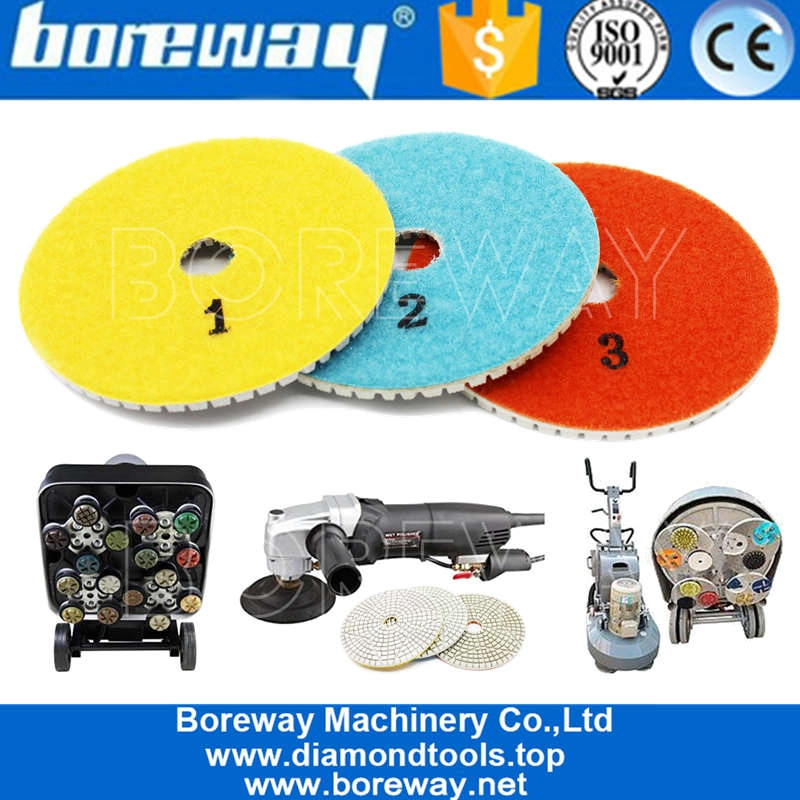 पत्थर आपूर्तिकर्ताओं या निर्माता के लिए 100 मिमी 3 कदम गीले उपयोग पॉलिशिंग पैड डिस्क