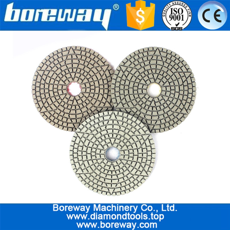 100 मिमी डायमंड घर्षण डिस्क 3 चरण चमकाने पत्थर संगमरमर ग्रेनाइट ग्रेनाइट पीस के लिए सफेद सैंडिंग पैड