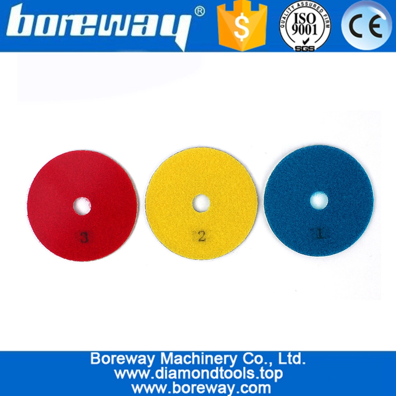 100 मिमी डायमंड घर्षण डिस्क 3 चरण चमकाने पत्थर संगमरमर ग्रेनाइट ग्रेनाइट पीस के लिए सफेद सैंडिंग पैड