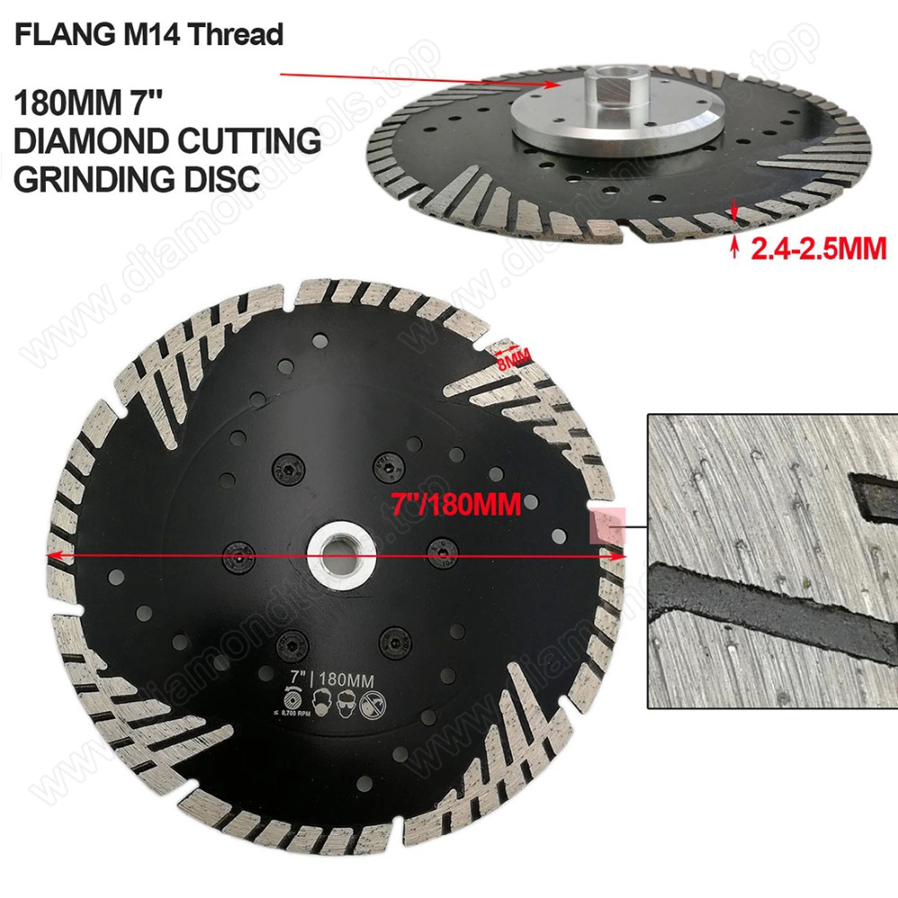 चीन 105 मिमी से 230 मिमी गर्म दबाया डायमंड टर्बो देखा स्लैंट त्रिभुज दांत के साथ ब्लेड संगमरमर ग्रेनाइट काटने डिस्क निर्माता का उत्पादन