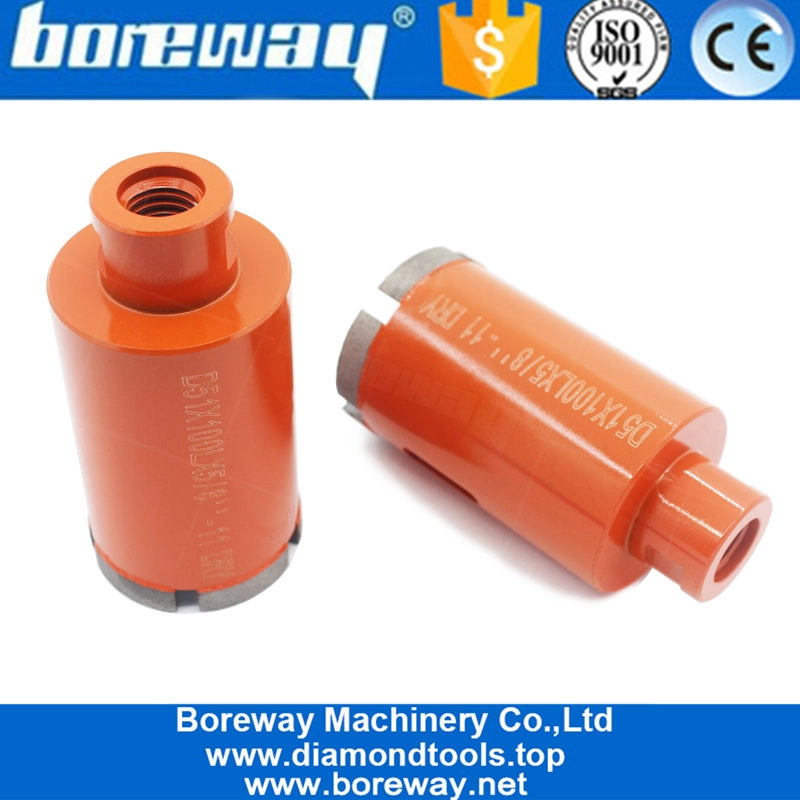 5 सेगमेंट के साथ ग्रेनाइट संगमरमर प्रकृति पत्थर ड्रिलिंग के लिए 2 "51 मिमी लेजर वेल्डेड डायमंड ड्राई कोर ड्रिल बिट
