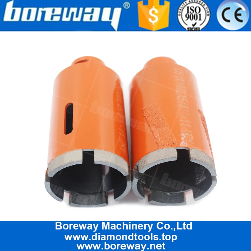 5 सेगमेंट के साथ ग्रेनाइट संगमरमर प्रकृति पत्थर ड्रिलिंग के लिए 2 "51 मिमी लेजर वेल्डेड डायमंड ड्राई कोर ड्रिल बिट