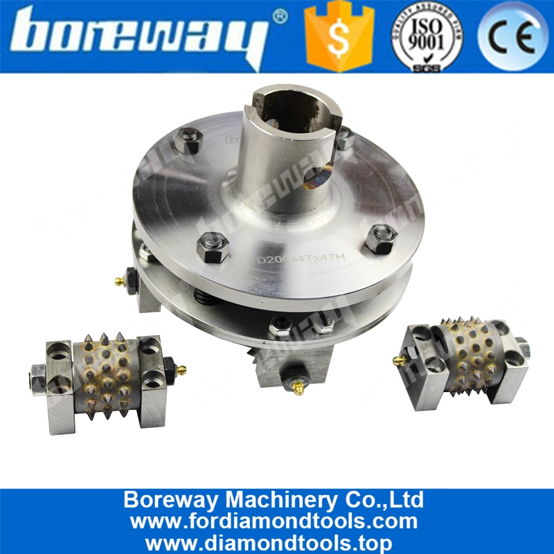 200MM 45 Zähne Hartmetall Bush Hammer Disc mit 4 Rollen