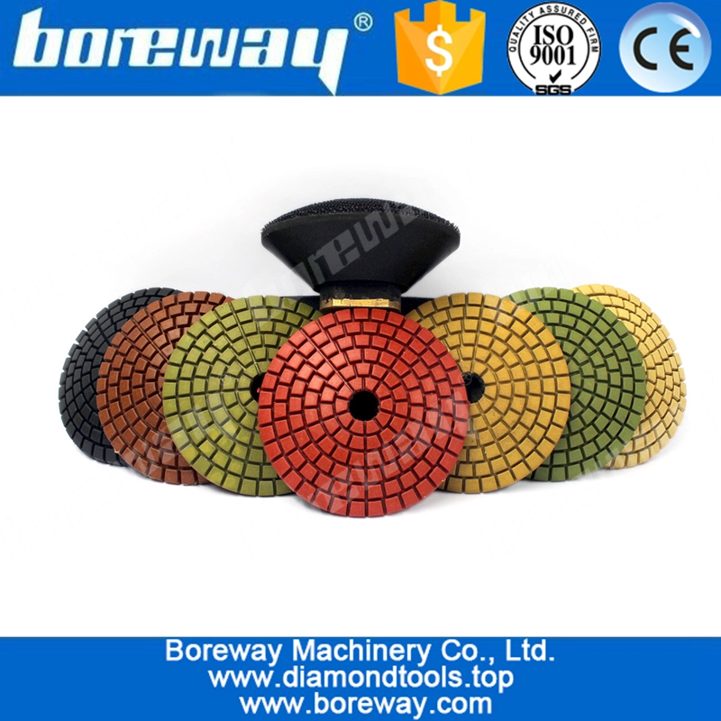 3" 8pcs Diamond Convex Polishing Pad  Bowl Arc Type With Backer Pad Convex Disc For Marble Granite