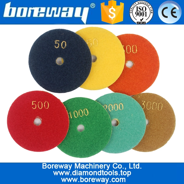 3 pulgadas 80mm 7 pasos 2 en 1 almohadillas de pulido de diamantes de uso mojado para hormigón de piedra de cerámica