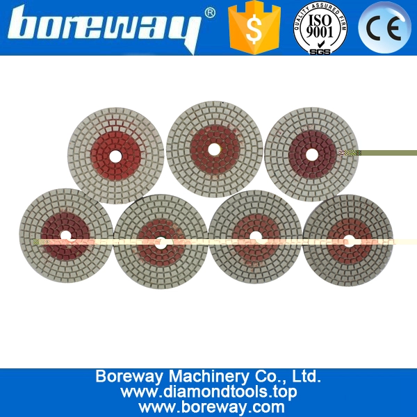 3inch 80mm 7 passos 2 em 1 almofadas de polimento de diamante em uso molhado para concreto de pedra