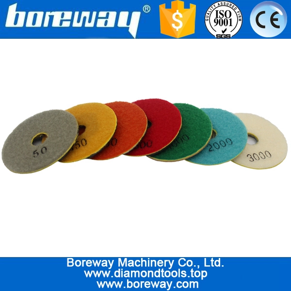 3inch 80mm 7 steps black sprial type wet use diamond polishing pads