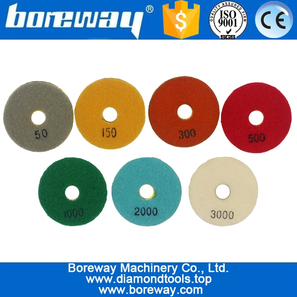 3inch 80mm 7 steps sprial type wet use diamond polishing pads