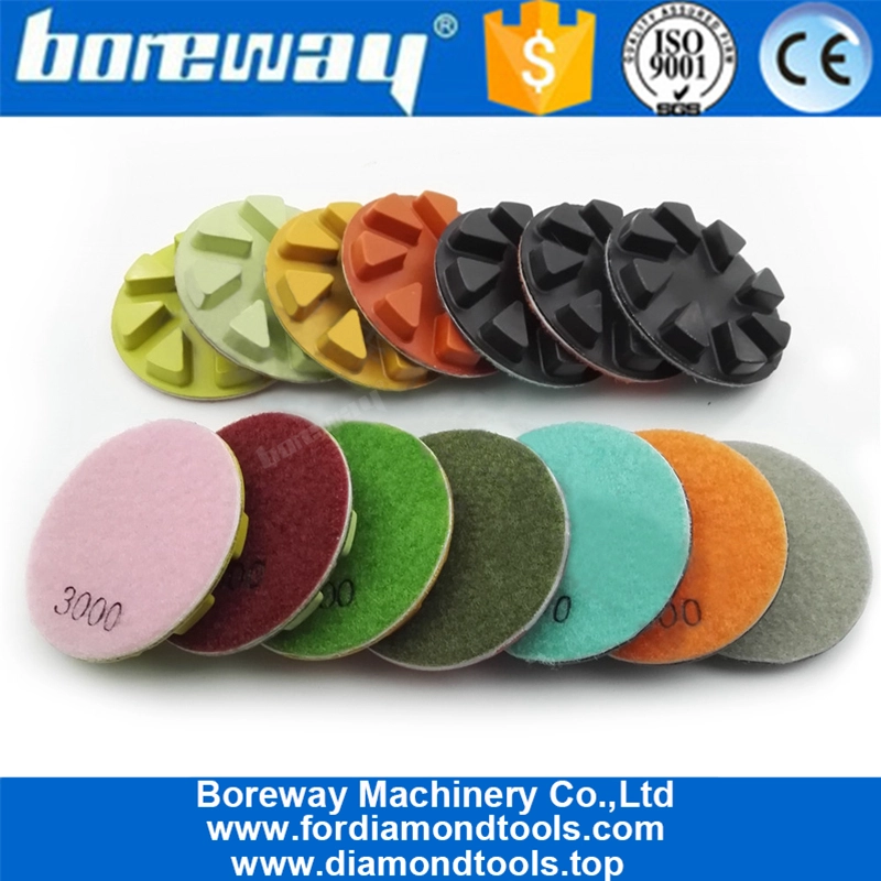 3インチフラワーダイヤモンドフロアポリッシュパッド＃1500レジンボンドダイヤモンドフロアリニューサンディングディスク