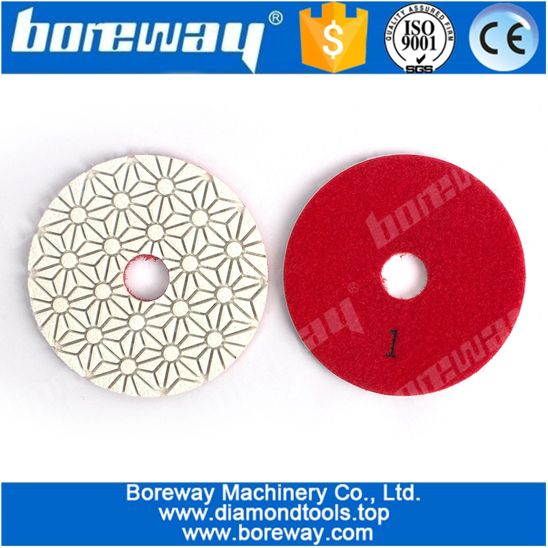 4" 100mm White Diamond 3 Steps Polish Pad Wet Use Diamond Granite  Concrete Grinding