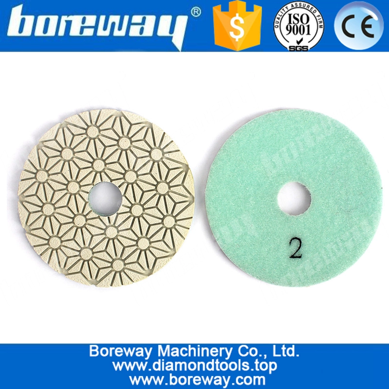 4" 100mm White Diamond 3 Steps Polish Pad Wet Use Diamond Granite  Concrete Grinding