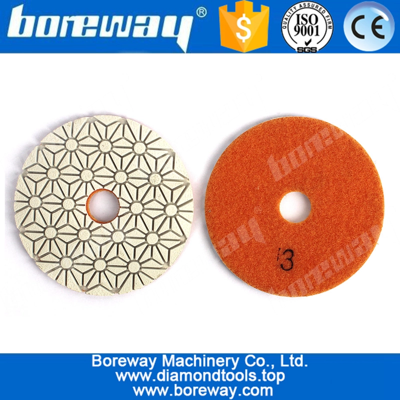 4" 100mm White Diamond 3 Steps Polish Pad Wet Use Diamond Granite  Concrete Grinding