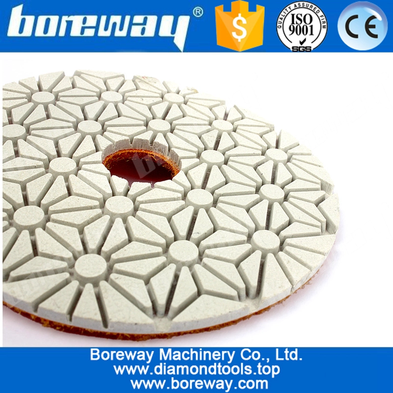 4" 100mm White Diamond 3 Steps Polish Pad Wet Use Diamond Granite  Concrete Grinding