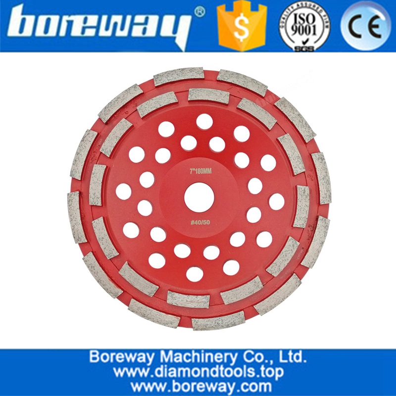 4" 4.5" 5" 7" Diamond Double Row Cup Wheel for Concrete abrasive material wholesale diamond segmented grinding cup wheel