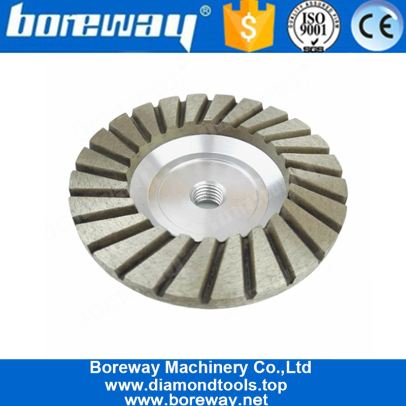 花崗岩のコンクリート微粉砕用のM14スレッド付き4インチ＃100アルミニウムベースダイヤモンド研削カップホイール