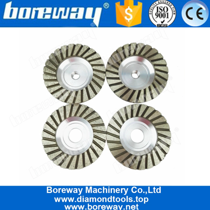 花崗岩のコンクリート微粉砕用のM14スレッド付き4インチ＃100アルミニウムベースダイヤモンド研削カップホイール