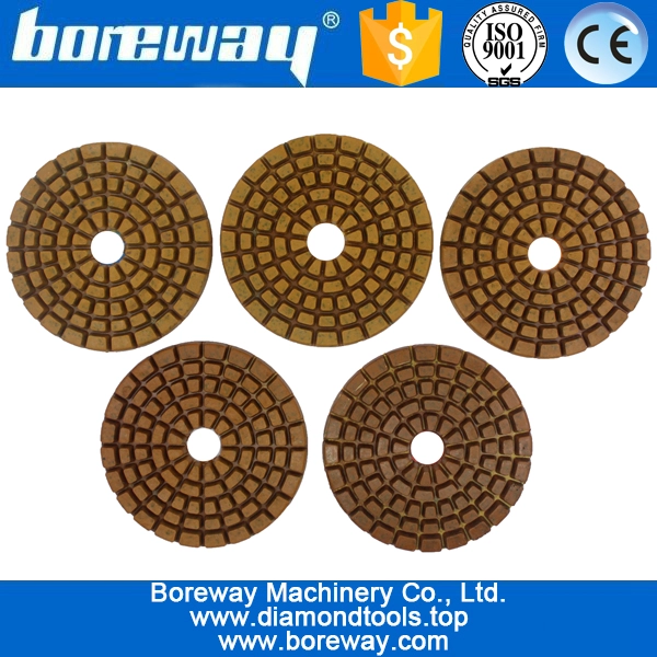 ストーンコンクリートセラミック用4inch 100mm 5段ウェットメタルダイヤモンド研磨パッド