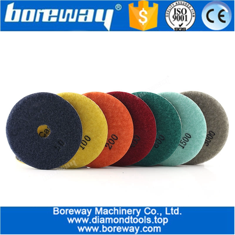 Tamponi per lucidatura a secco e umido da 4 pollici 100mm 7pcs diamantati per granito e pietra di marmo