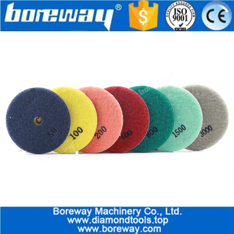 ग्रेनाइट संगमरमर पत्थर कंक्रीट के लिए 4 इंच 100 मिमी 7pcs हीरा पॉलिशिंग पैड और घर्षण डिस्क