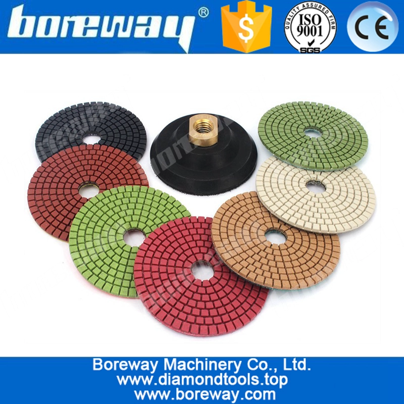 4 inch Diamond Polishing Pads For Granite Marble Concrete with Rubber Backer