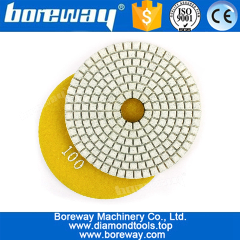 ग्रेनाइट संगमरमर कंक्रीट कोण ग्राइंडर के लिए 4 इंच गीले डायमंड पॉलिशिंग पैड