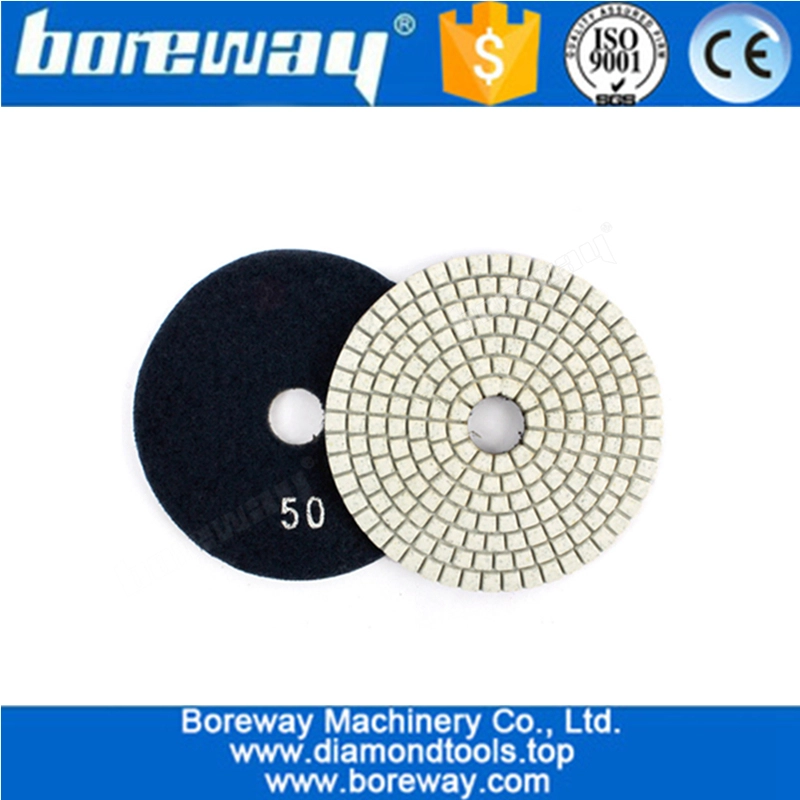 ग्रेनाइट संगमरमर पॉलिशिंग के लिए 4 इंच गीले सफेद डायमंड पॉलिशिंग पैड का उपयोग करें