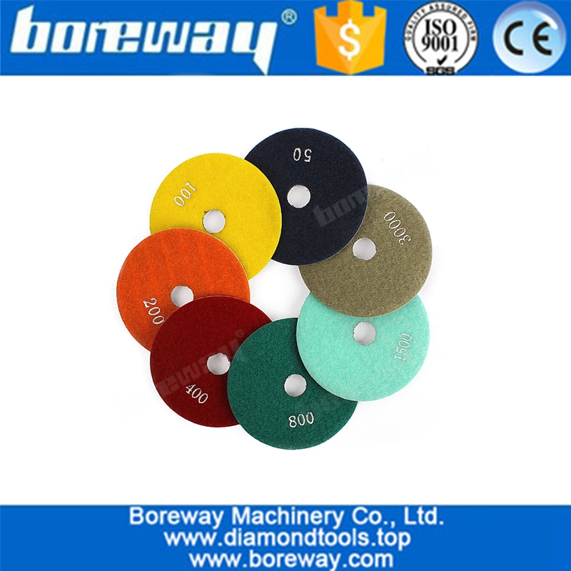 ग्रेनाइट संगमरमर पॉलिशिंग के लिए 4 इंच गीले सफेद डायमंड पॉलिशिंग पैड का उपयोग करें
