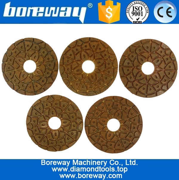 석고 세라믹 콘크리트 용 4inch 100mm 5 단계 젖음성 갈색 금속 다이아몬드 연마 패드