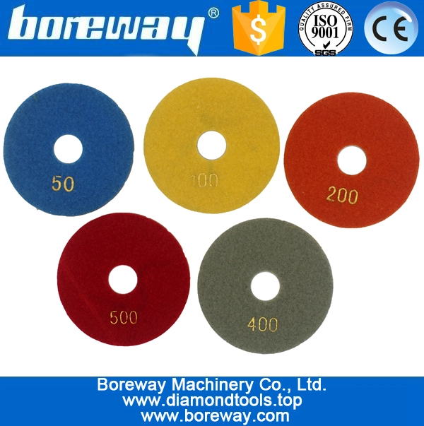 석고 세라믹 콘크리트 용 4inch 100mm 5 단계 젖음성 갈색 금속 다이아몬드 연마 패드