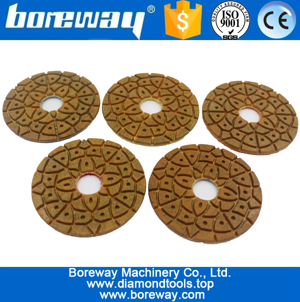 석고 세라믹 콘크리트 용 4inch 100mm 5 단계 젖음성 갈색 금속 다이아몬드 연마 패드