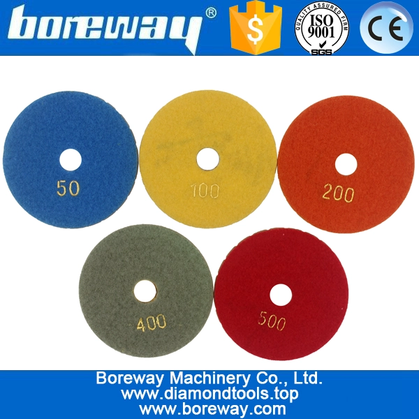 돌 콘크리트 세라믹을위한 4inch 100mm 5 단계 젖은 사용 spril 금속 다이아몬드 연마 패드