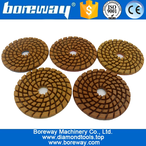 돌 콘크리트 세라믹을위한 4inch 100mm 5 단계 젖은 사용 spril 금속 다이아몬드 연마 패드