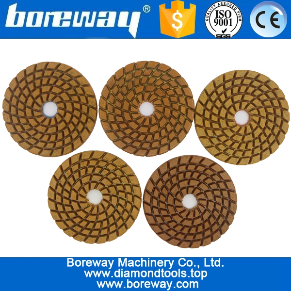 돌 콘크리트 세라믹을위한 4inch 100mm 5 단계 젖은 사용 spril 금속 다이아몬드 연마 패드