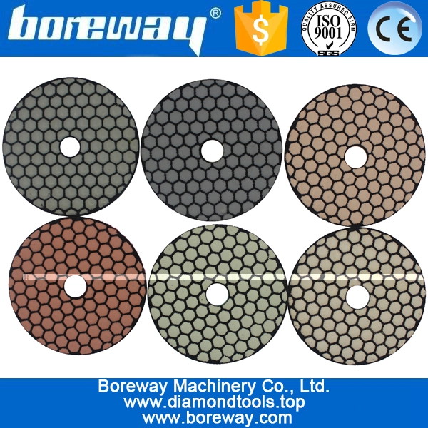 4inch 100 मिमी 6 कदम लचीला शुष्क उपयोग हीरा पॉलिश पैड