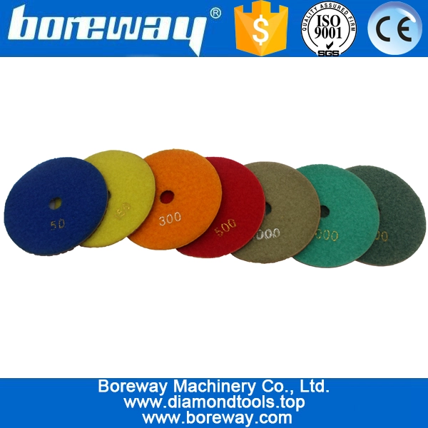 4inch 100mm पत्थर सिरेमिक कंक्रीट के लिए 7 चरणों भूरा वर्ग प्रकार गीला उपयोग हीरा चमकाने पैड