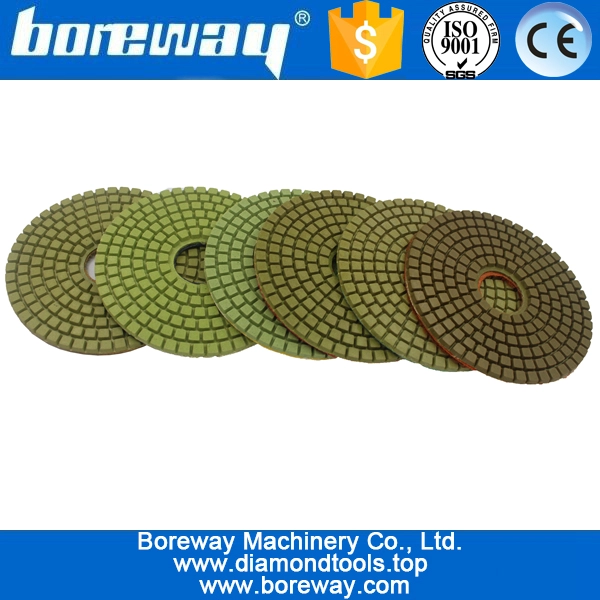 4inch 100mm 7 steps green square type wet use diamond polishing pads for stone ceramic concrete