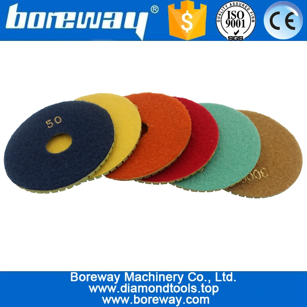 4inch 100mm 7 steps green square type wet use diamond polishing pads for stone ceramic concrete