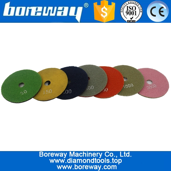 4inch 100mm 7 steps wet use diamond polishing pads for stone ceramic concrete
