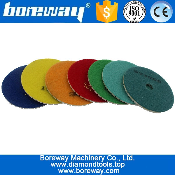 4inch 100mm 7 steps white sprial type wet use diamond polishing pads for stone ceramic concrete