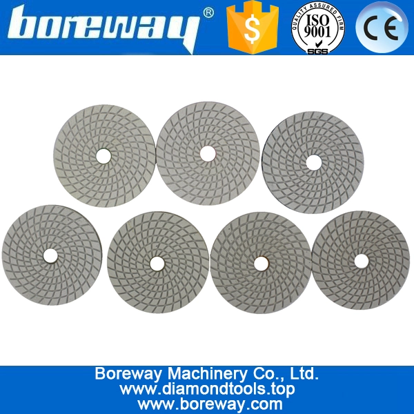 4inch 100mm 7 steps white sprial type wet use diamond polishing pads
