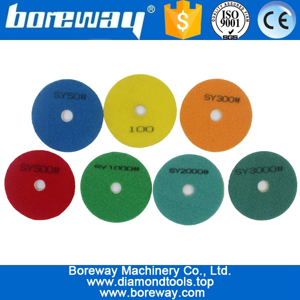 4inch 100mm 7 steps white wet use diamond polishing pads for granite marble quartz concrete ceramic