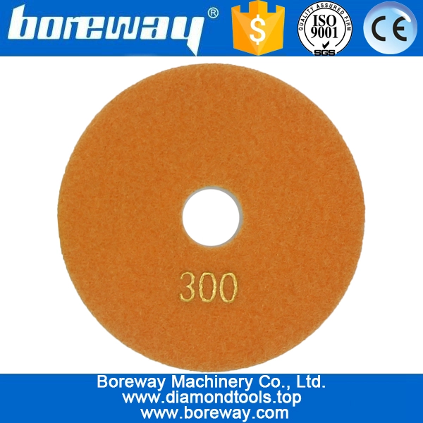 4inch 100 मिमी ग्रेनाइट संगमरमर कंक्रीट सिरेमिक के लिए 7 चरणों पीले वर्ग गीले उपयोग हीरा चमकाने पैड